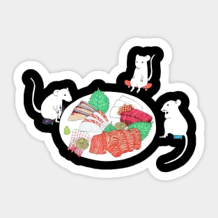 Mice with sashimi Sticker